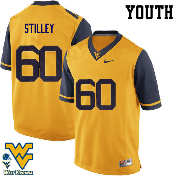 Youth #60 Adam Stilley West Virginia Mountaineers College Football Jerseys-Gold